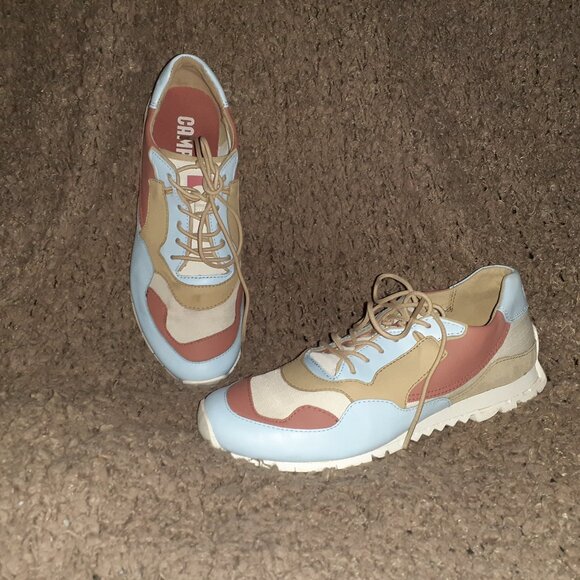 CAMPER--Nothing-Colorblock Sneaker-Blue/Brick/Tan Leather-Sz 38-Excellent - Picture 1 of 9